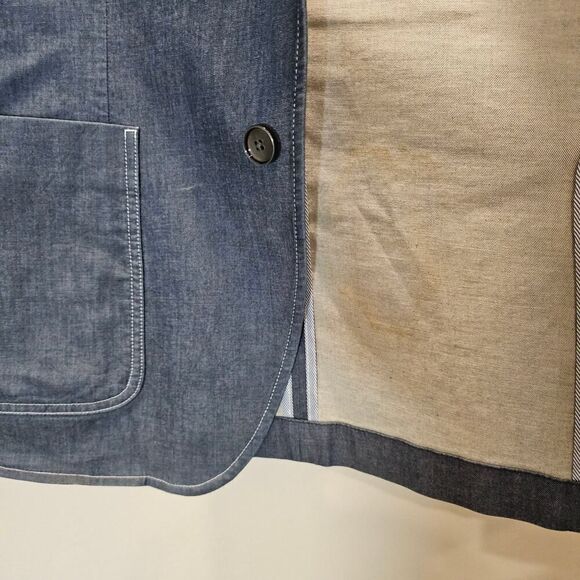 Michael Kors Mens Chambray Two Button Blazer Jacket, Blue, 42 Regular - Picture 12 of 12